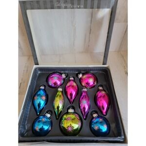 Radko multi color starburst set variety ornament Xmas glitter star unique